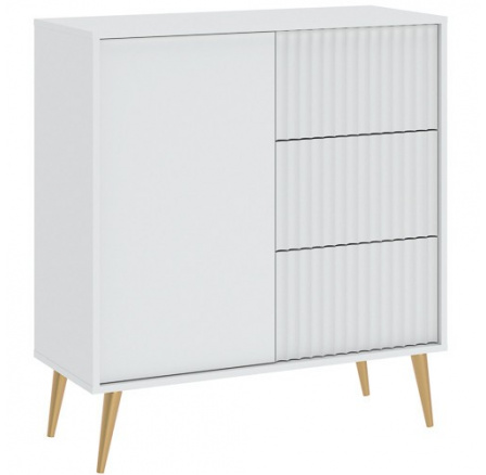 BARCELONA 1D3S komód, Fehér/Arany