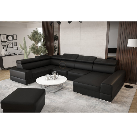 NAROŻNIK ROYAL MAX II 230x375x185 SKÓRA NATURALNA - lewa , Skóra czarna