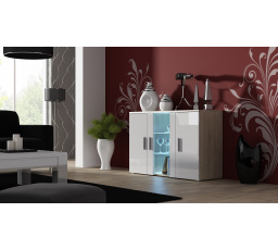 Komoda SOHO S-7, Dub sonoma/Bílý lesk