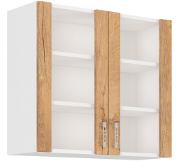 Horní skřínka SARA - 80 GS-72 2F, Bílá / Dub Lefkas