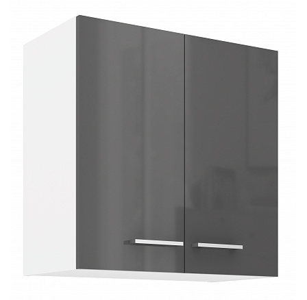 Horní skříňka SOLA - 60 G-60 2F, Bílá/Šedý Lesk