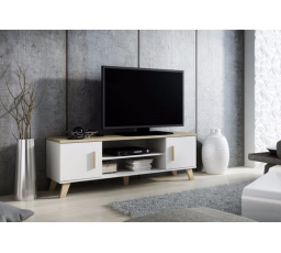 TV komód LOTTA RTV160 (2D2K), Fehér/Sonoma tölgy