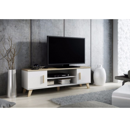 TV komód LOTTA RTV160 (2D2K), Fehér/Sonoma tölgy