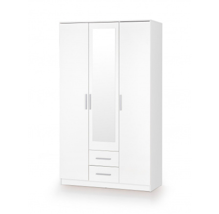 LIMA S-3 ruhásszekrény, fehér / tükör