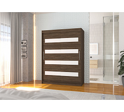 Tolóajtós szekrény lacobellel MARTINEZ 150 Choco+White Lacobel