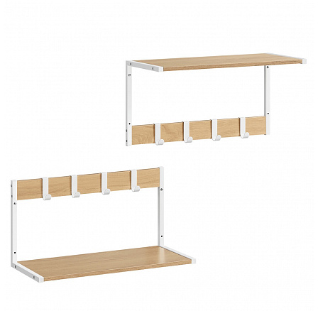 Set 2 nástěnných poliček, mdf, béžová, ABP-E1083 WT