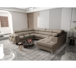 NAROŻNIK ORION MAX I Z FUNKCJĄ SPANIA 225X350X255 CM - Odcienie brązowego , lewa