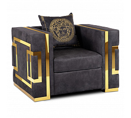 Fotel PALLAZO 1S Czarny/Złoty