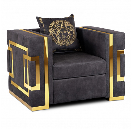 Fotel PALLAZO 1S Czarny/Złoty