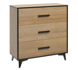 FRIDA K3S komód, Rivera Tölgy + Fekete