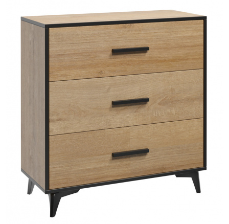 FRIDA K3S komód, Rivera Tölgy + Fekete