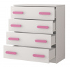 Komód 4S SMYK I - 02, Fehér Matt/Rózsaszín