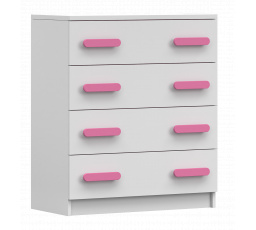 Komód 4S SMYK I - 02, Fehér Matt/Rózsaszín