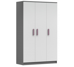 3D SMYK II - 19 Gardróbszekrény, Szürke/Fehér/Hanga