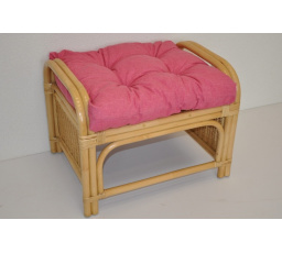 Ratanová taburetka Ear medová polstr malinový melír