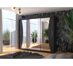 Tolóajtós szekrény tükörrel DIEGO 250 Fekete+Fekete