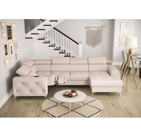 NAROŻNIK ORION MAX III RELAX Z FUNKCJĄ SPANIA 165x320x190 CM - Odcienie beżu , lewa
