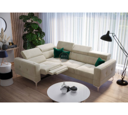 NAROŻNIK TOSCANIA RELAX Z FUNKCJĄ SPANIA 185X250 - Odcienie beżu , lewa