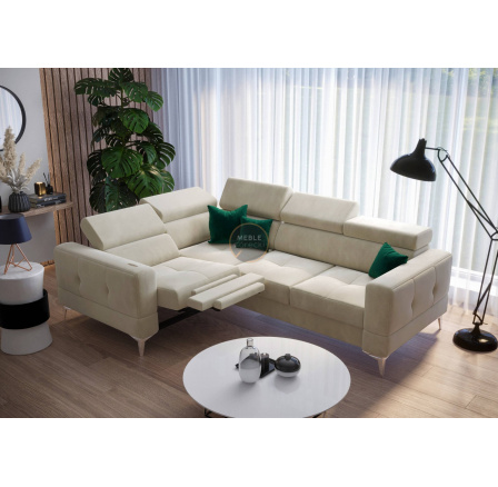 NAROŻNIK TOSCANIA RELAX Z FUNKCJĄ SPANIA 185X250 - Odcienie beżu , lewa