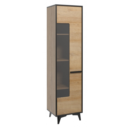 FRIDA W1D vitrin, Rivera Tölgy + Fekete