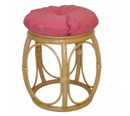 Ratanová taburetka široká medová polstr malinový melír