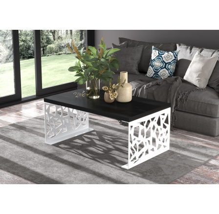 SEMARA dohányzóasztal 100x60 Fehér+Fekete