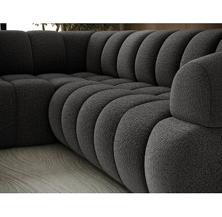 Tontano corner sofa with sleeping function and electrically extendable seat, dark gray bouclé, left-hand side Royal 05 183x77 Left