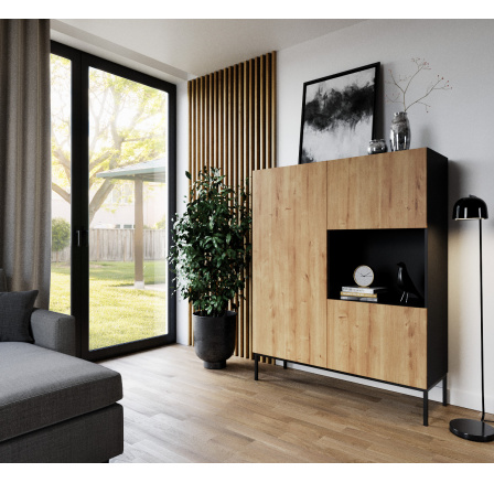 Lanzzi 120 Witryna Czarny Mat/Dąb Artisan Czarny Mat, Dąb Artisan 120x150