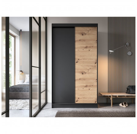 Esville II Dąb Artisan, Czarny Mat 220x60