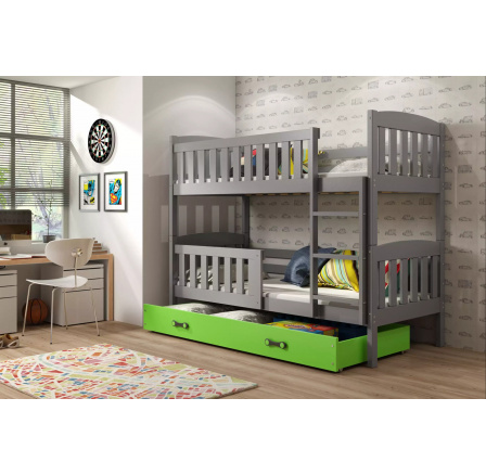 KUBUŚ PIĘTROWE RAMA GRAFIT SZUFLADA ZIELONY 90 X 200 KPL