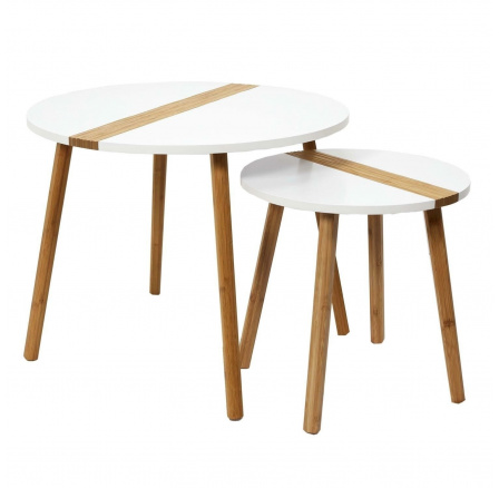 Paraiba 2 darabos dohányzóasztal szett fehér/természetes
