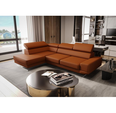 NAROŻNIK SKÓRZANY MILANO I - lewa , Odcienie ceglaste