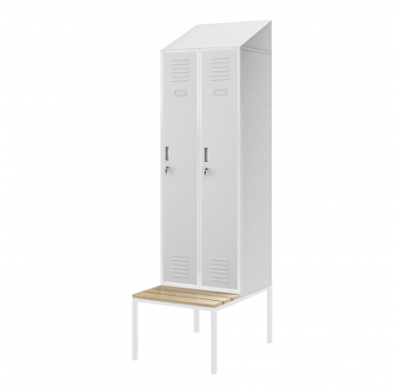 Öltözőszekrény paddal és tetővel KACPER II PRO, 600 x 2295 x 850 mm, szürke