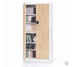 Irodai fém szekrény számzárral fehér / sonoma tölgy: Eco Design DANIEL, 900 x 1850 x 400 mm