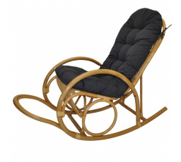 Ratanové houpací křeslo Jenaira medové polstr tmavě šedý melír