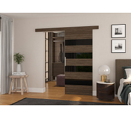 MILOU 96 tolóajtó falra Choco+Fekete Lacobel