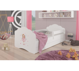 Ágy matraccal, leesésgátlóval és fiókkal CASIMO LÁNY SZÁRNYAKKAL 160x80 Fehér