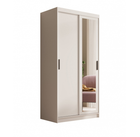 Tolóajtós és tükrös szekrény Hailey 100 Fehér+Fehér