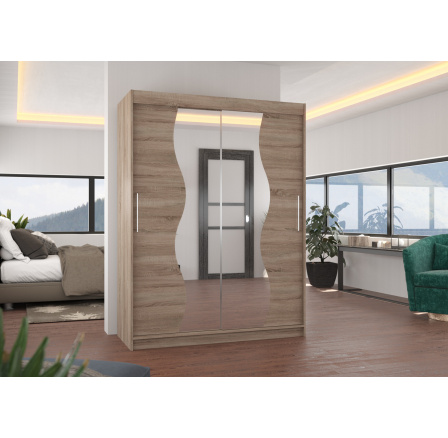 RENZO 150 tolóajtós szekrény tükörrel Truffle+Truffle