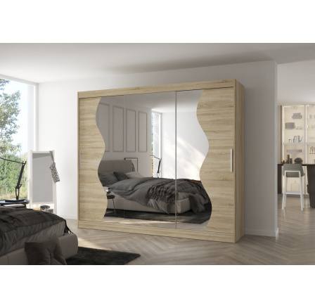 Tolóajtós szekrény tükörrel SHARON 250 Sonoma+Sonoma