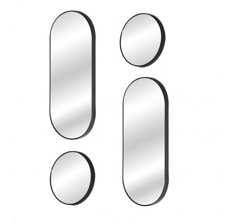 Deco Round fekete tükörkészlet, 4 darab
