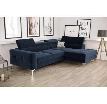 NAROŻNIK TOSCANIA MINI Z FUNKCJĄ SPANIA 170x250 CM - Odcienie niebieskiego , prawa