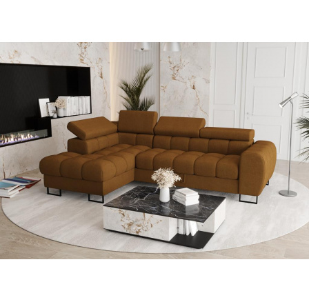 NAROŻNIK ROZKŁADANY ASPEN MINI 260x170 CM - lewa , Odcienie pomarańczowego