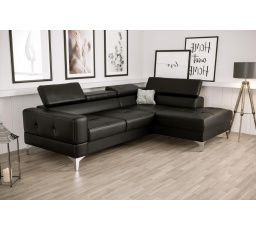 NAROŻNIK TOSCANIA MINI SKÓRA NATURALNA 170x250 CM - Odcienie czarnego , prawa