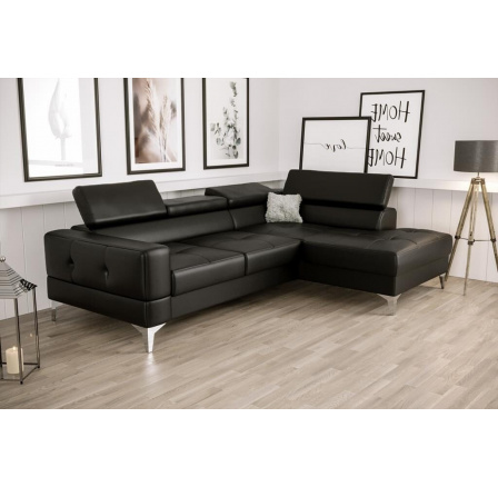 NAROŻNIK TOSCANIA MINI SKÓRA NATURALNA 170x250 CM - Odcienie czarnego , prawa