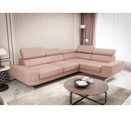 NAROŻNIK MILANO II SKÓRA NATURALNA - Skóra pudrowy róż , prawa