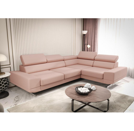 NAROŻNIK MILANO II SKÓRA NATURALNA - Skóra pudrowy róż , prawa