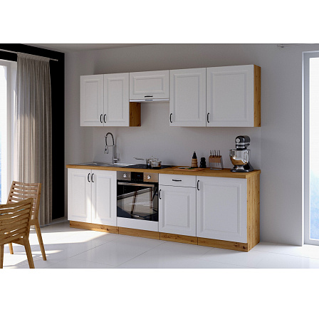 Kuchyňská linka STELLO 2 - 250 cm, Dub Artisan/Bílý mat