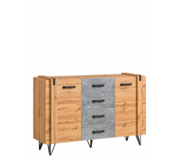 LOFTER komód - LO5, Wotan tölgy + Millenium beton