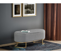 HARMONY puff tárolóval, fekete/fehér/arany